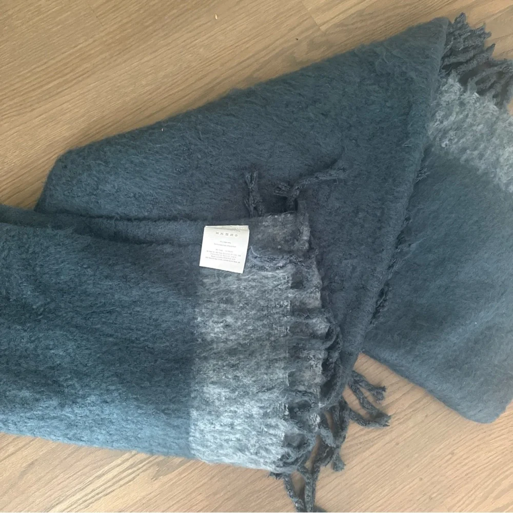 West Elm Teal Ombre Fringe Throw Blanket